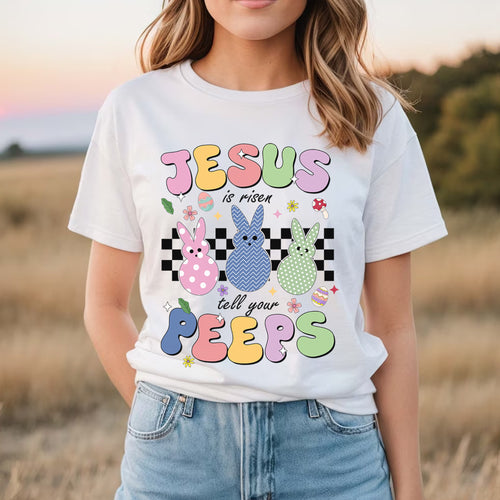 Jesus Is Risen Tell Your Peeps Shirt, Easter Christian Kids Shirt, Jesus Easter Shirt, He is Risen Shirt, Religious Easter Shirt