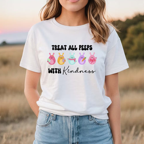Treat All Peeps With Kindness Shirt, Teachers Easter Shirt, Easter Gift For Teacher, Teachers Easter Day Outfit, Teacher Bunny Shirt Gift