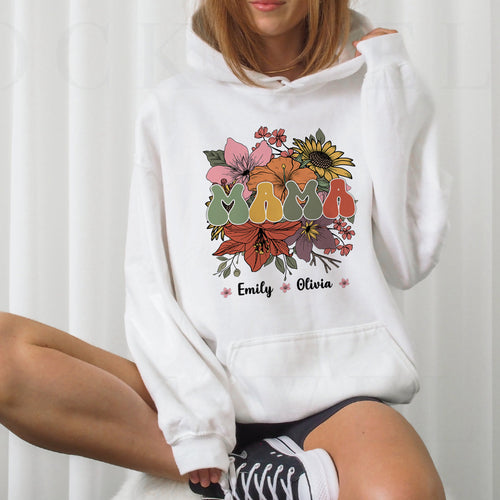 Retro Floral Mama Hoodie, Shirt for Mom for Mother's Day, Mama Crewneck, Mom Shirt for Mom for Mother's Day, Mama T-shirt, Mothers Day Gift