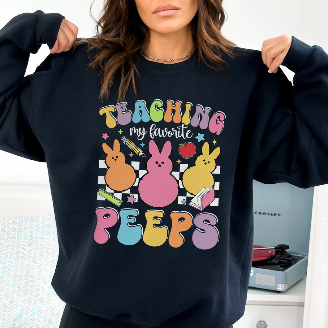 Teaching My Favorite Bunnies Sweatshirt, Teacher Bunny Easter Sweatshirt, Easter Teacher Tee, Easter Teacher Shirt, Easter Gift For Teachers