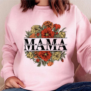 Floral Mama Sweatshirt, Custom Mom Shirt With Kids Names, Gift For Mom, Mother's Day Gift, Mother's Day Shirt, Vintage Mama Crewneck, Mama Gift