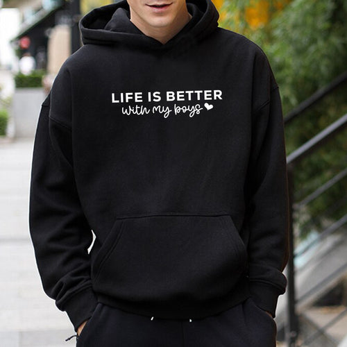 Life is Better With My Boys Hoodie, Mom of Boys Sweatshirt, Mom of Boys Crewneck, Mom of Boys Shirt, Mothers Day Shirt