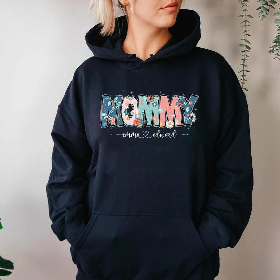 Floral Mama Hoodie, Personalized Mom Crewneck With Kids Names, Gift For Mom, Mothers Day Gift, Mothers Day Shirt, Mama Shirt, Mama Gift