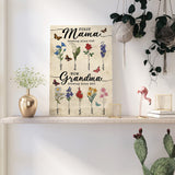 Custom Birth Month Flowers Poster/Canvas, First Mom Now Grandma, Personalized Grandma's Garden Wooden Sign, Gift For Mom, Gift For Grandma Poster/Canvas