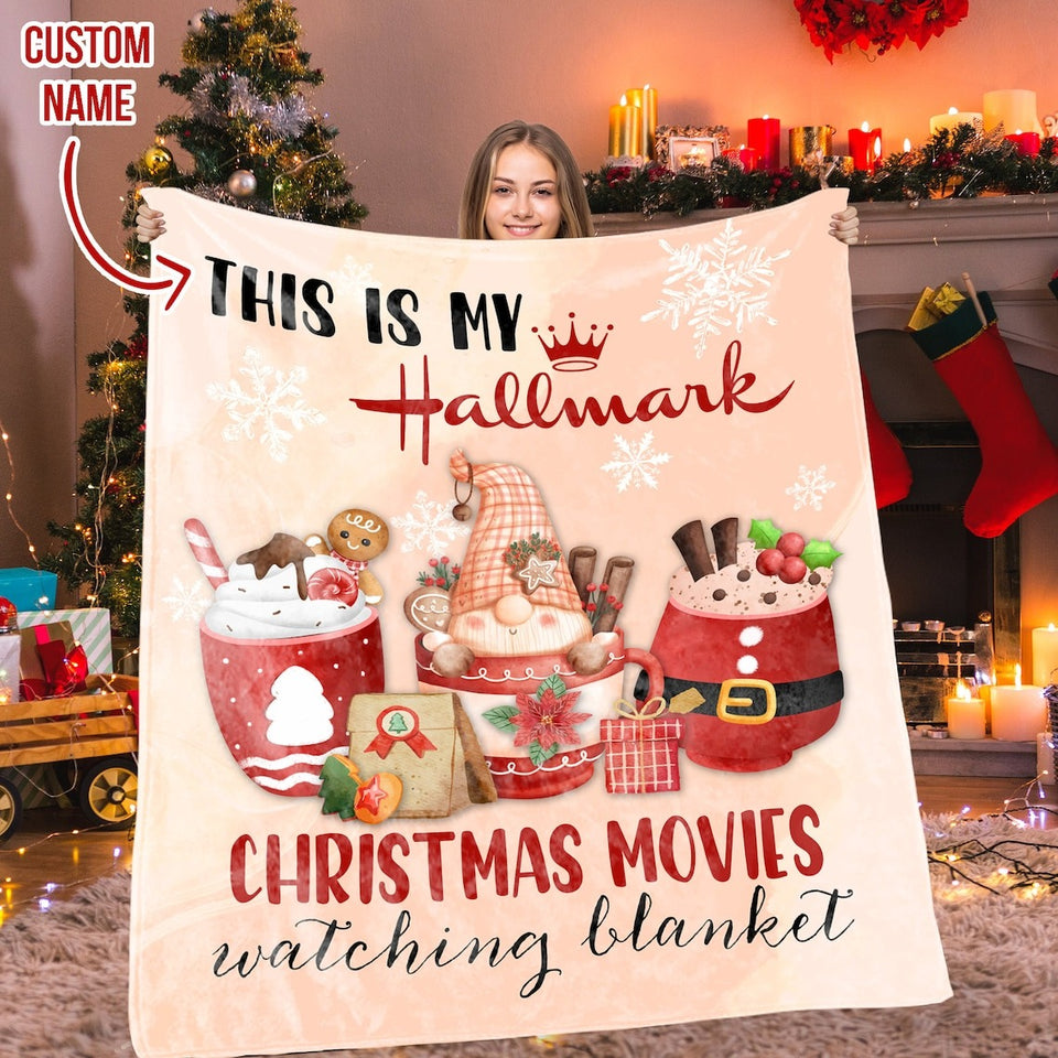 Personalized This Is My Hallmark Christmas Movie Watching Blanket, Christmas Movie Blanket, Christmas Drinks Blanket, Christmas Gift