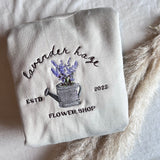 TS Embroidered Lavender flower shop Sweatshirt