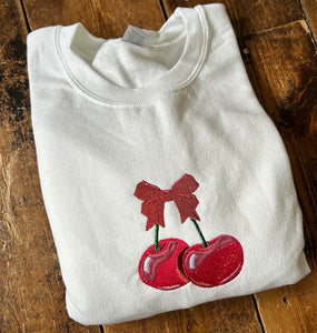 TS Embroidered Cherry Bow Sweatshirt