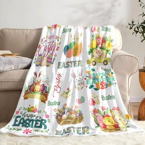 Personalized Retro Easter Blanket Gift, Easter Day 2024 Blanket, Custom Name Easter Day Blanket, Birthday 2024 Gift