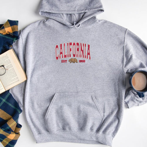 Embroidered California Bear Hoodie, California Sweatshirt Women, California Shirt for Women, California Crewneck, California Gifts