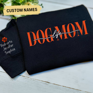 Custom Dog Mama Hoodie with Pet Name on Sleeve, Crewneck or Hoodie, Custom Neck Sleeve Design, Fur Mama, Dog Mom Shirt, Cat Mama