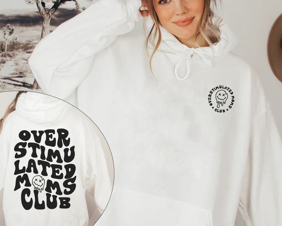 Overstimulated Moms Club Hoodie, Overstimulated Moms Crewneck, Cute Retro Shirt for Moms, Girly Shirt, Anxiety Moms,Trendy Cute Shirt,Moms Gift