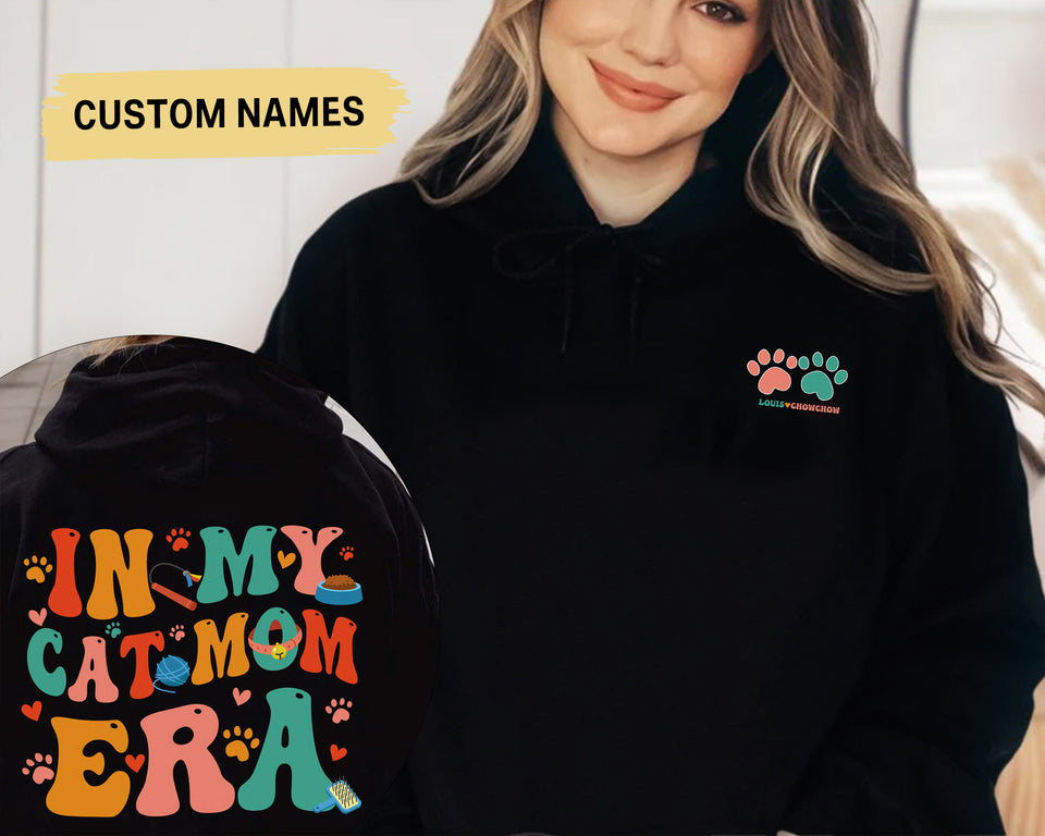 In My Cat Mom Era Hoodie, Custom Cat Name Crewneck, Cat Mom Shirt Gifts, Cat Lover Gift, Cat Mom Gift, Crazy Cat Lady, Cat Mama Shirt