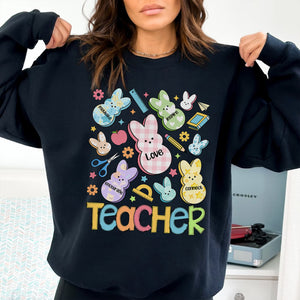 One Hoppy Teacher Sweatshirt, Teacher Bunny Crewneck, Teacher Bunny Easter Sweatshirt, Easter Teacher Tee,Easter Teacher Shirt, Easter Teachers Gift