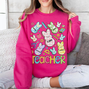 One Hoppy Teacher Sweatshirt, Teacher Bunny Crewneck, Teacher Bunny Easter Sweatshirt, Easter Teacher Tee,Easter Teacher Shirt, Easter Teachers Gift