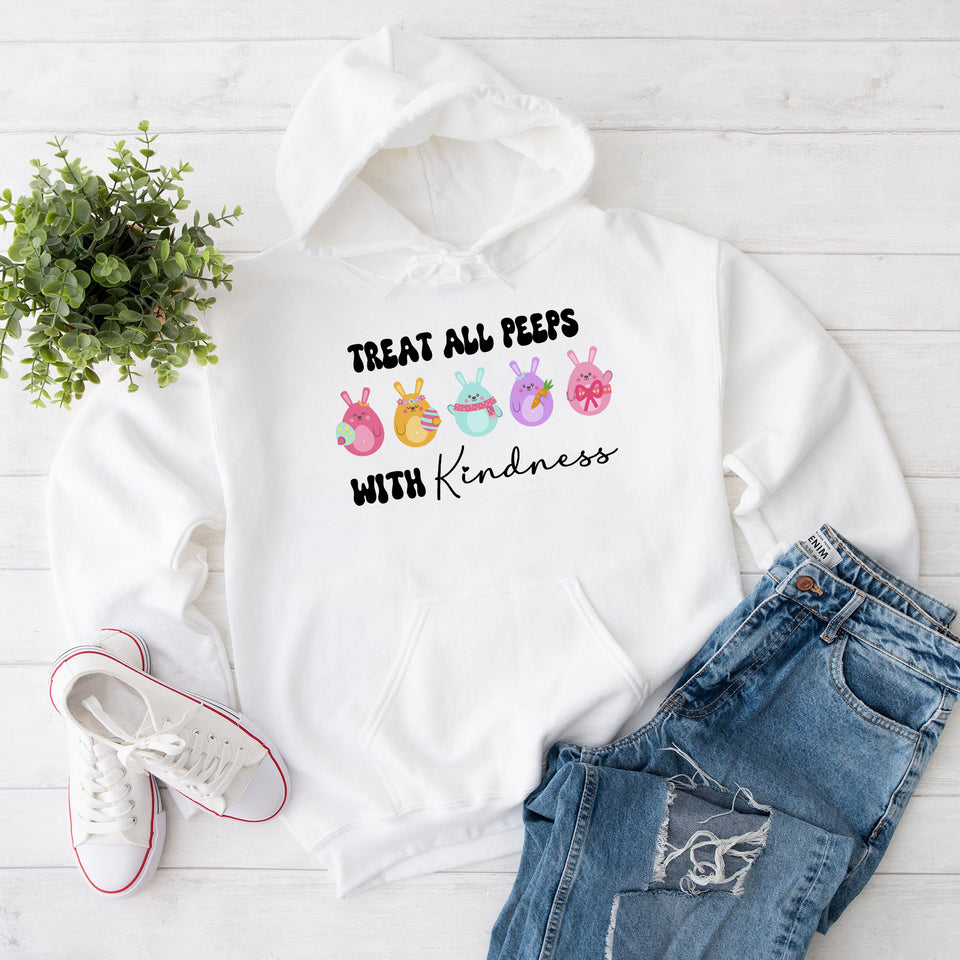 Treat All Peeps With Kindness Hoodie, Teachers Easter Crewneck, Easter Gift For Teacher, Teachers Easter Day Outfit, Teacher Bunny Shirt Gift