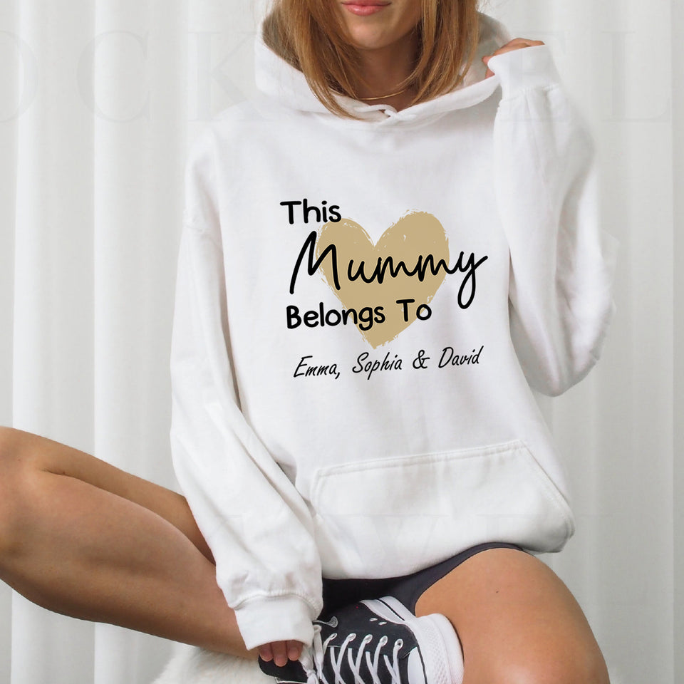 Mummy Hoodie, This Mummy Belongs, Custom Mum Jumper, Personalised Jumper, New Mum Gift, Mama Birthday Gift, Mom To Be, New Mummy Sweater