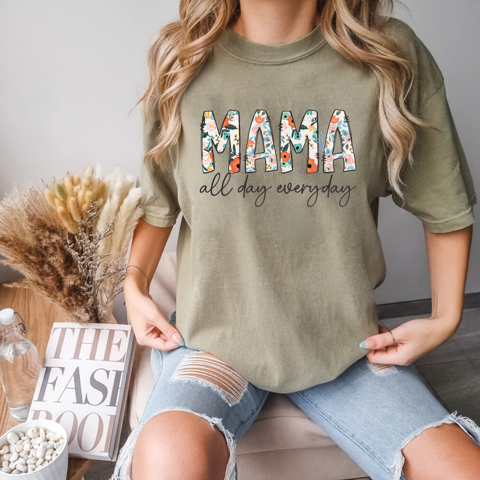 Mama all day everyday T-shirt, floral mama shirt, wildflower mama doodles Crewneck, vintage mama Tees, mama Shirt, all day everyday Shirt, mother's day Gift