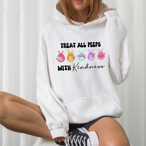 Treat All Peeps With Kindness Hoodie, Teachers Easter Crewneck, Easter Gift For Teacher, Teachers Easter Day Outfit, Teacher Bunny Shirt Gift