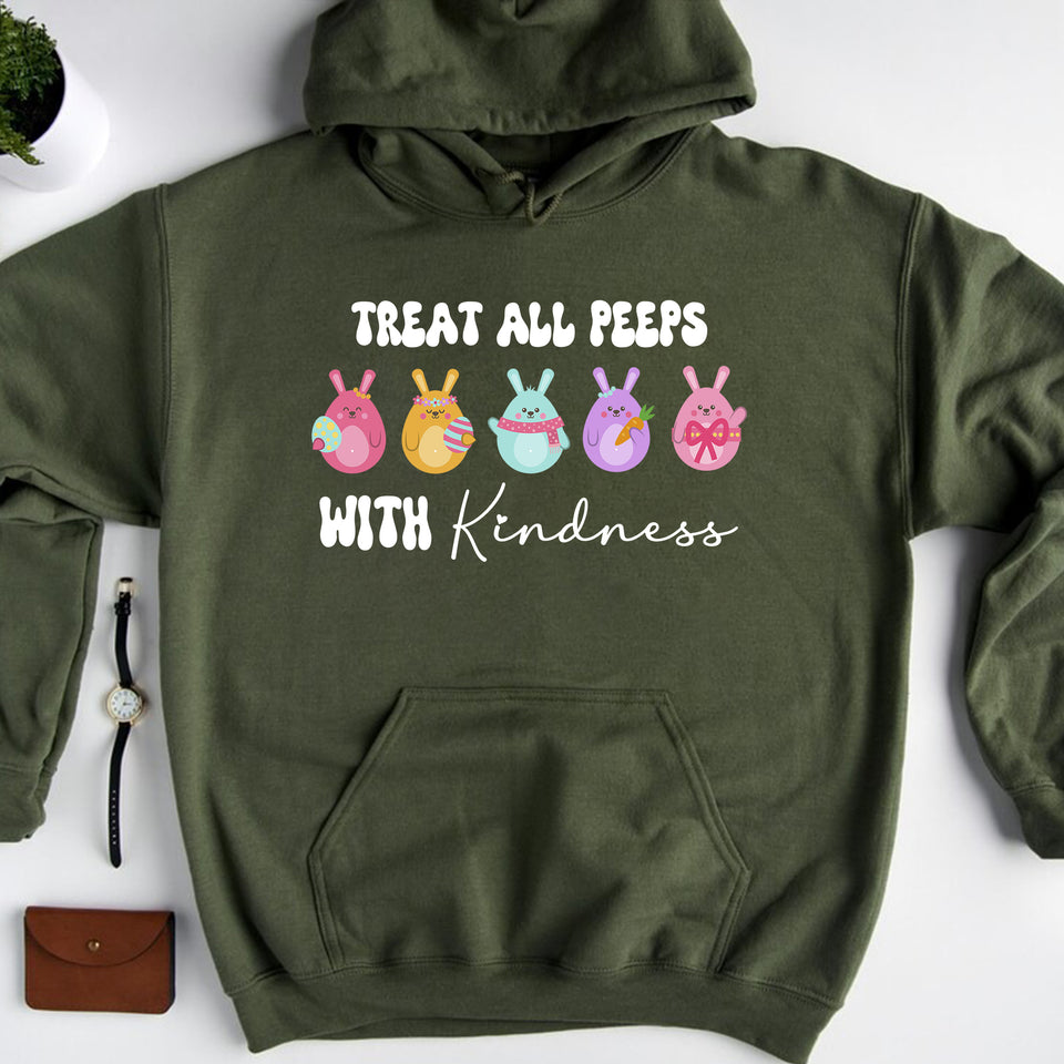 Treat All Peeps With Kindness Hoodie, Teachers Easter Crewneck, Easter Gift For Teacher, Teachers Easter Day Outfit, Teacher Bunny Shirt Gift