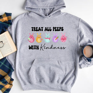 Treat All Peeps With Kindness Hoodie, Teachers Easter Crewneck, Easter Gift For Teacher, Teachers Easter Day Outfit, Teacher Bunny Shirt Gift