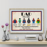 Father's day Gift, Daddy Superhero Poster, You Are My Favorite Superhero