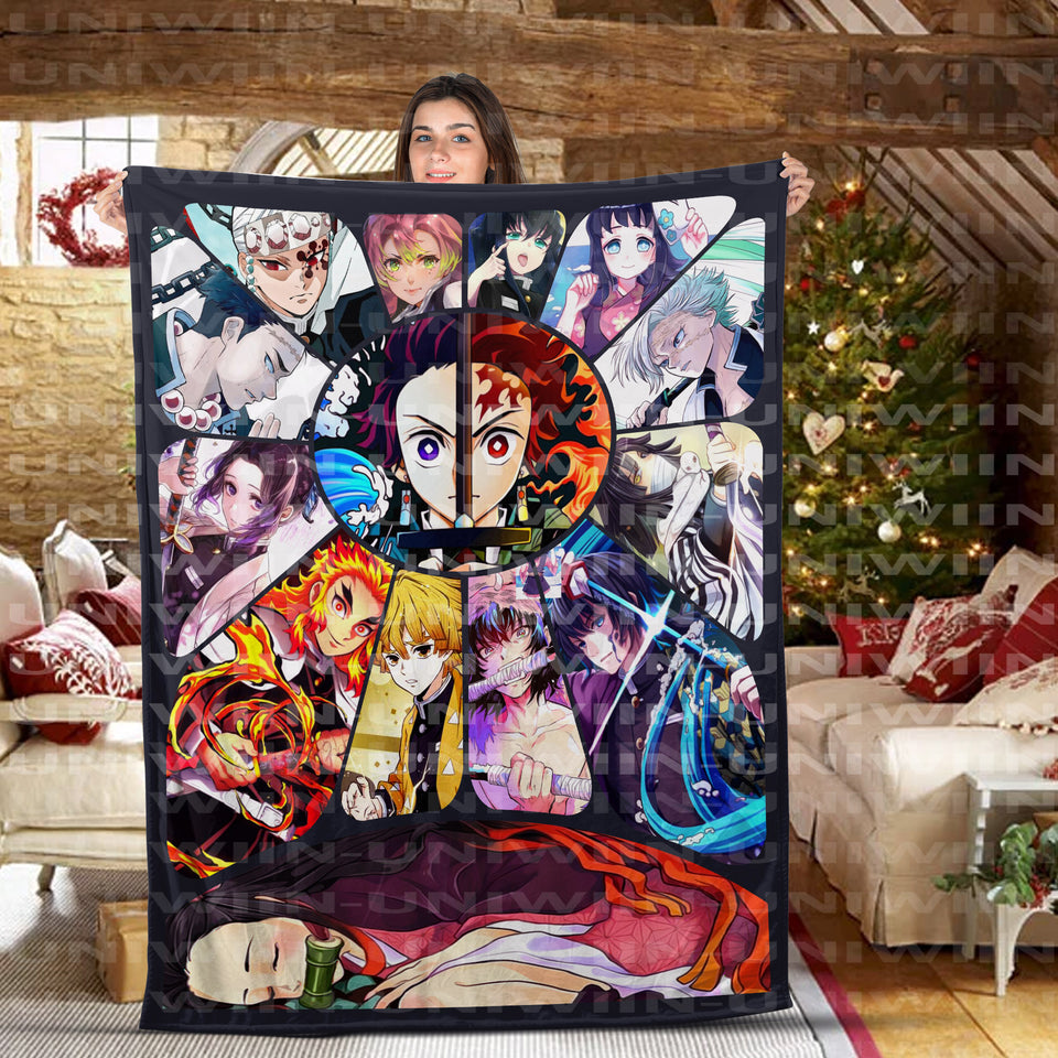 Demon Slayer Kimetsu No Yaiba Anime Blanket, Anime Fan Blanket, Christmas Manga Gift