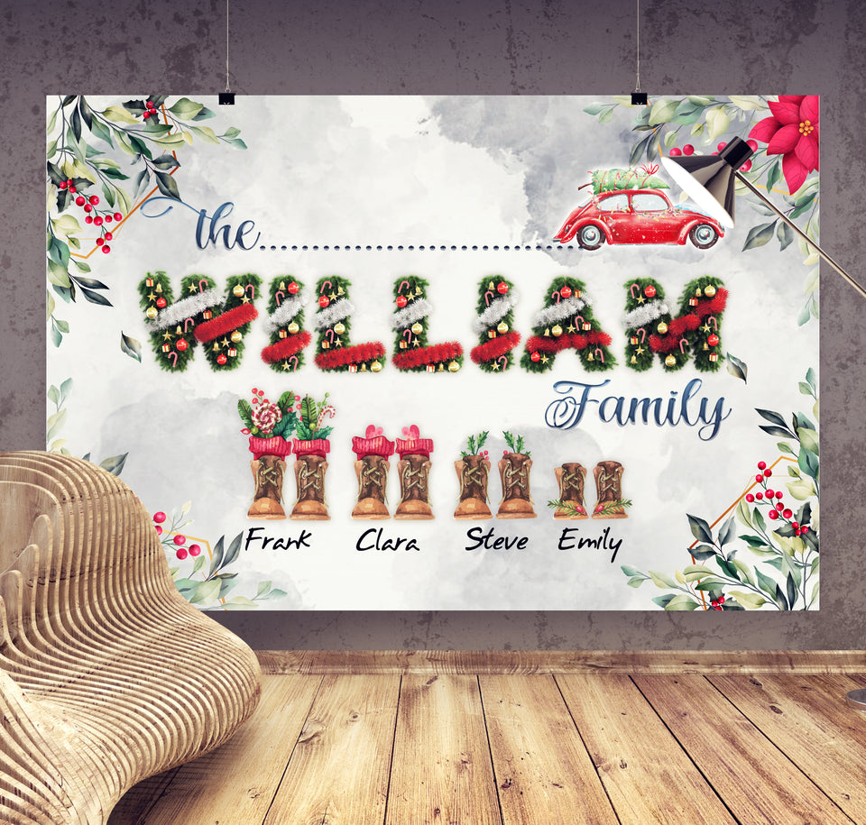 Personalized Family Member Name Christmas Poster