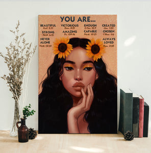 You Are... Beautiful Girl Sunflower Poster