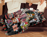 Personalized Merry Christmas Horror Movie Watching Blanket, Christmas Gift