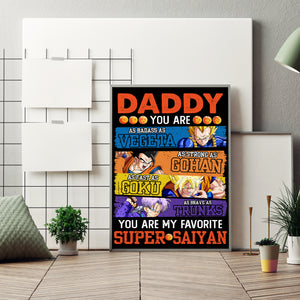 Personalized Name, Father's day Gift, Daddy Super Saiyan Poster, Dragon Ball Poster