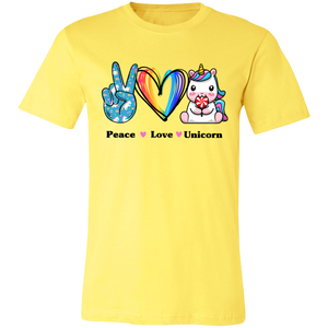 Peace Love Unicorn Unisex Jersey T Shirt