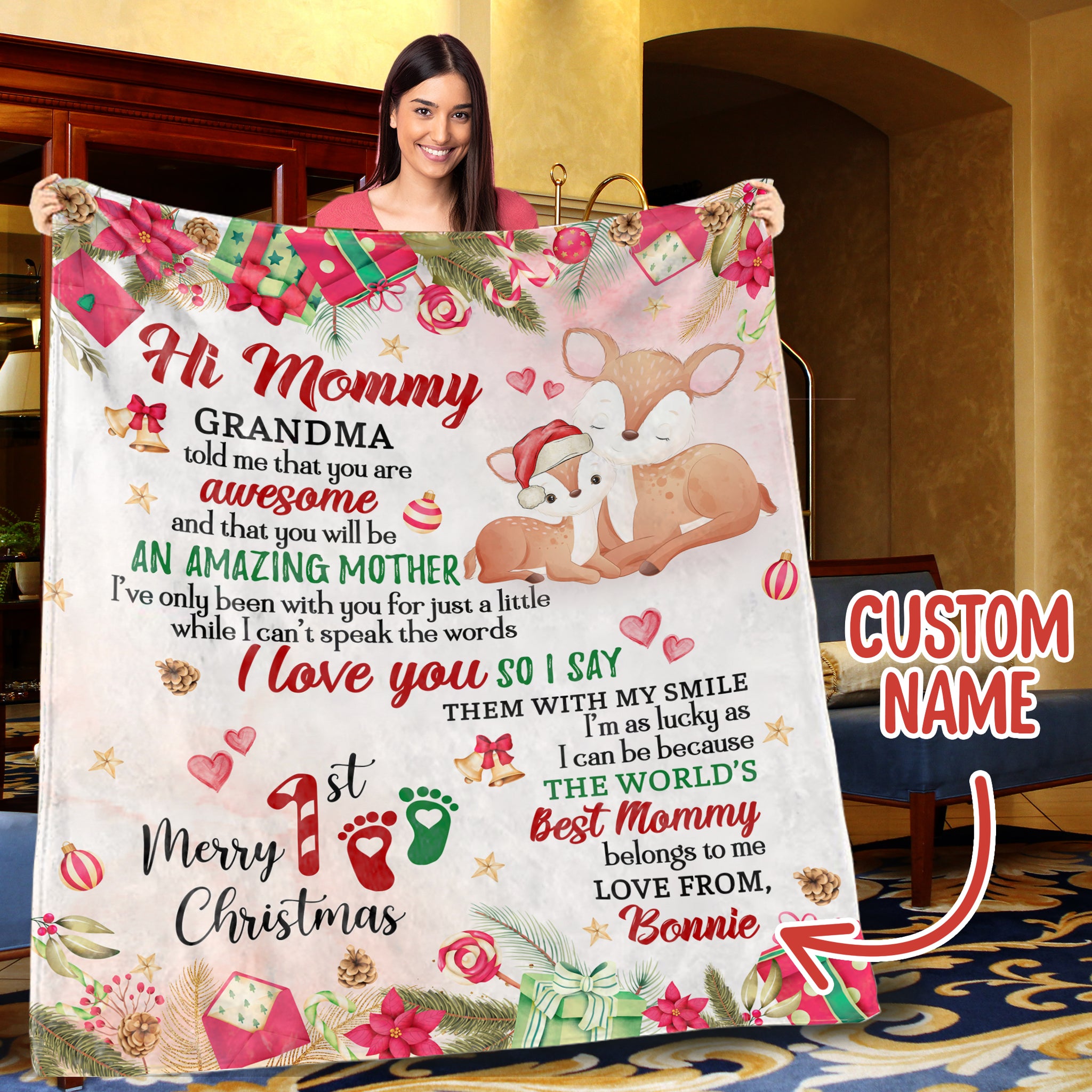 Hi Mommy You Are Awesome And Amazing - Custom Blanket For Mom To