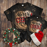 Merry Christmas Unisex Bleached Adult And Youth Short-Sleeve T-Shirt