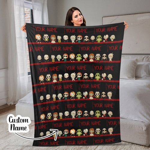 Personalized Name Halloween Movies Blanket, Halloween Gift