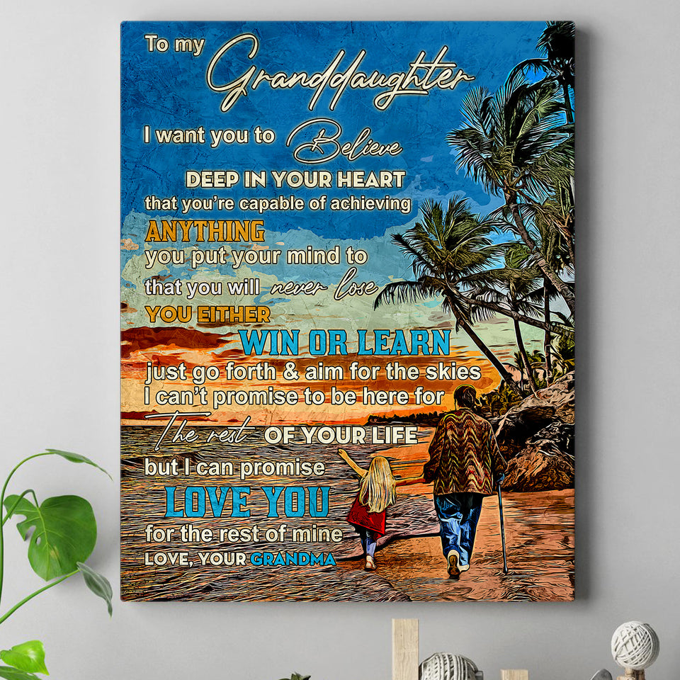 Personalized Grandma Beach Poster Gift For Granddaughter