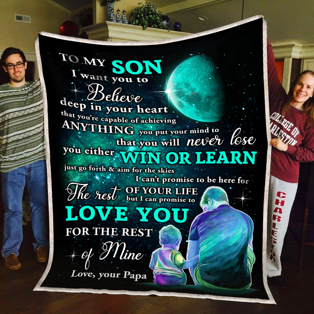 Personalized Father Gift For Son Galaxy Blanket