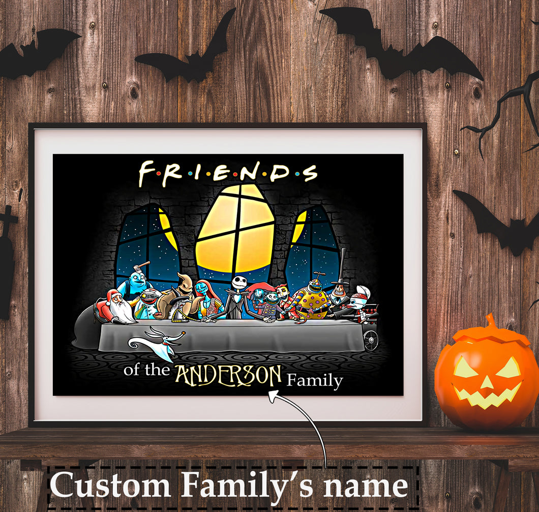 Custom Family's Name Dinner Of Nightmare Before Christmas Friends Of The Family Poster
