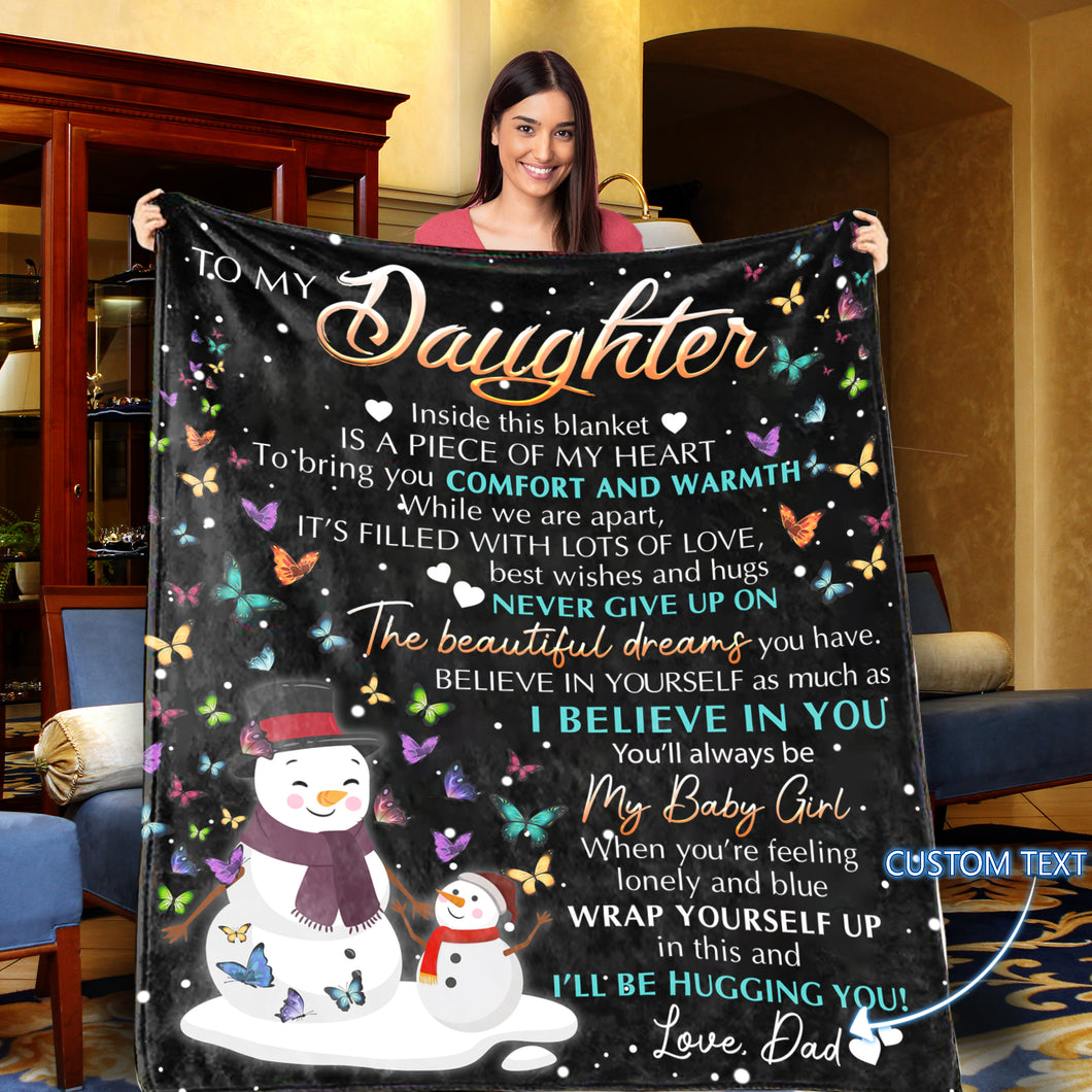 Personalized To My Daughter Snowman Blanket