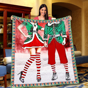 Couple Elf Christmas Blanket