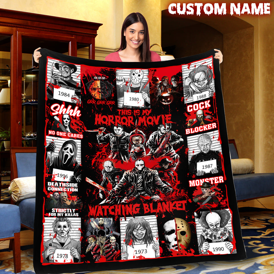 Personalized This Is My Horror Movie Watching Blanket 3, Halloween Gift