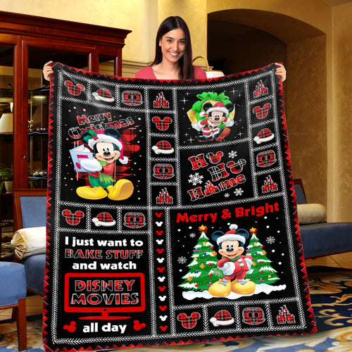 I Just Want To Bake Stuff And Watch Disney Movie Plaid Mickey Blanket