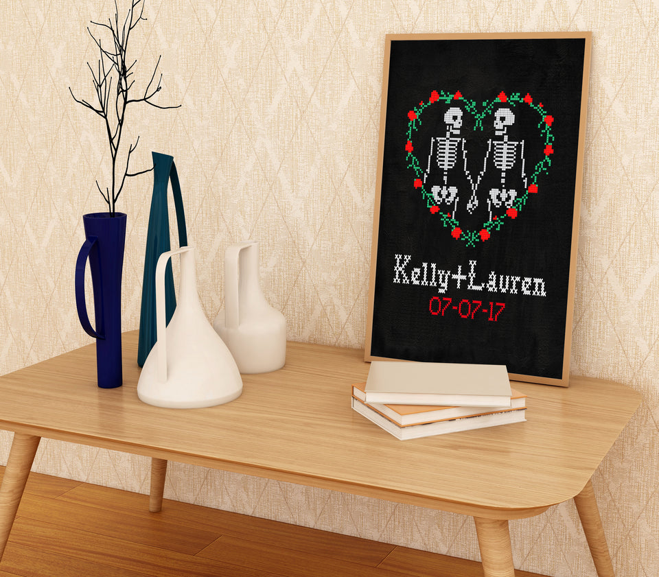 Personalized Skeleton Couple in Love Gothic poster