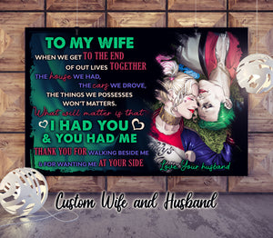 Personalized To My Wife/ Husband Harley Quinn and Joker Poster Gift