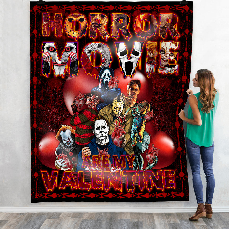 Horror Movies Are My Valentine Heart Blanket