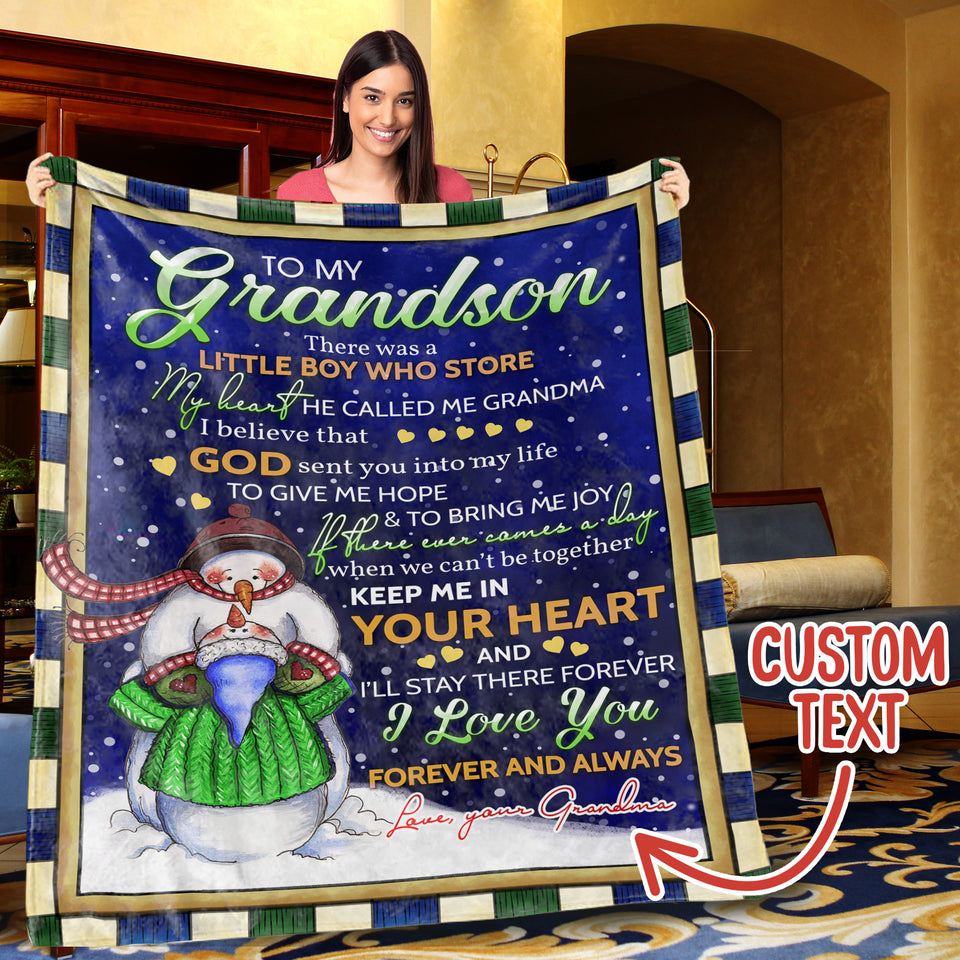 Personalized Grandma Snowman Blanket Christmas Gift For Kids