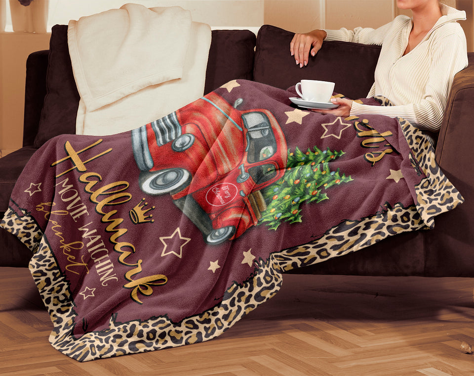 Personalized This Is My Hallmark Movie Watching Blanket, Leopard Blanket, Xmas Blanket Gift Ideas