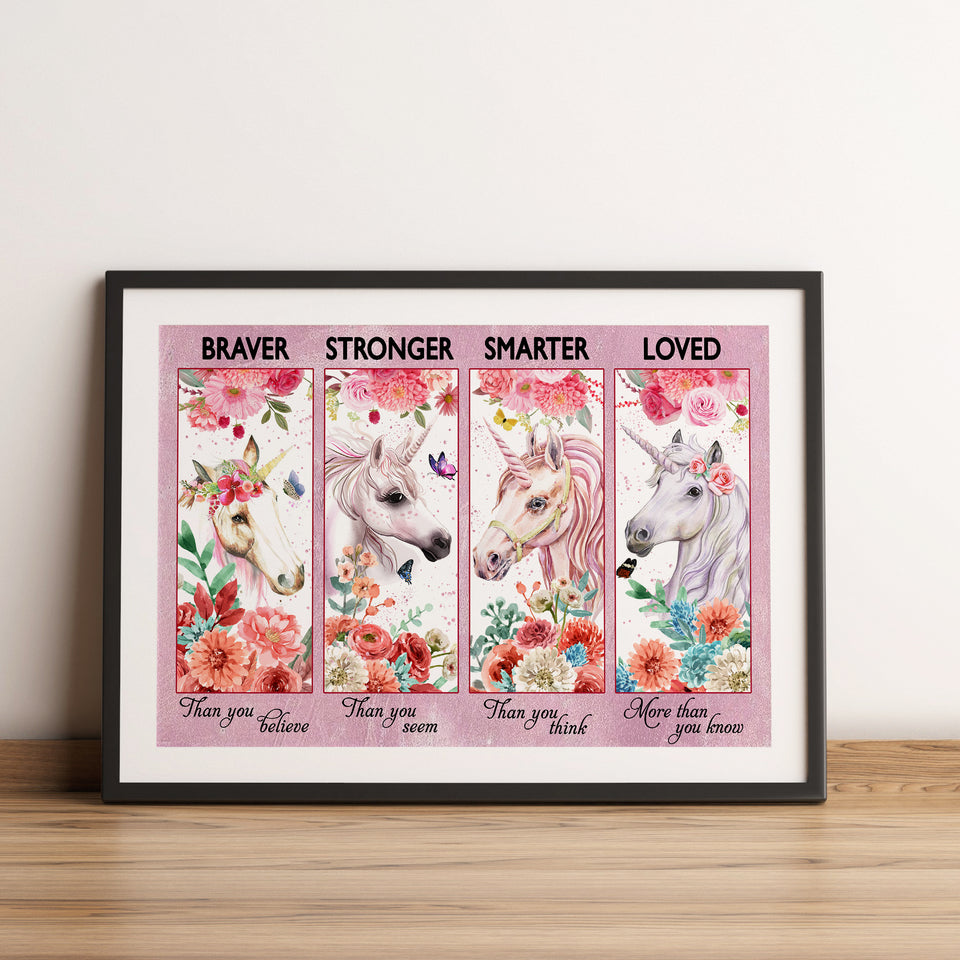 Strong, Brave, Smart, Love Unicorn Poster